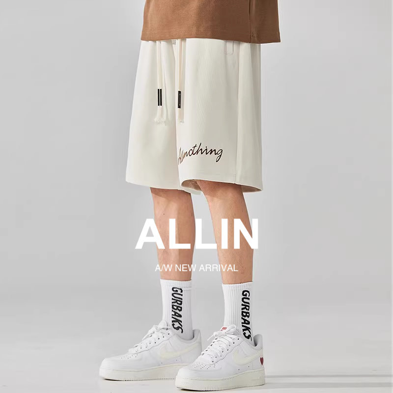 ALLIN 简约休闲短裤男夏季薄款速干宽松直筒美式潮牌抽绳五分裤