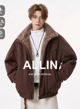 ALLIN 美式座山雕夹克羽绒服男秋冬保暖鸭绒防寒毛领情侣御寒外套