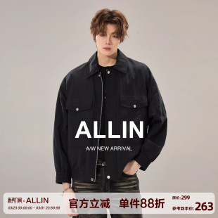ALLIN 宽松简约cleanfit翻领情侣外套 莱赛尔休闲复古夹克男春秋季