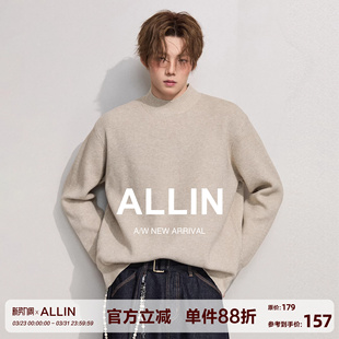 保暖衣中领内搭慵懒风情侣针织打底衫 ALLIN 半高领毛衣男生春秋季