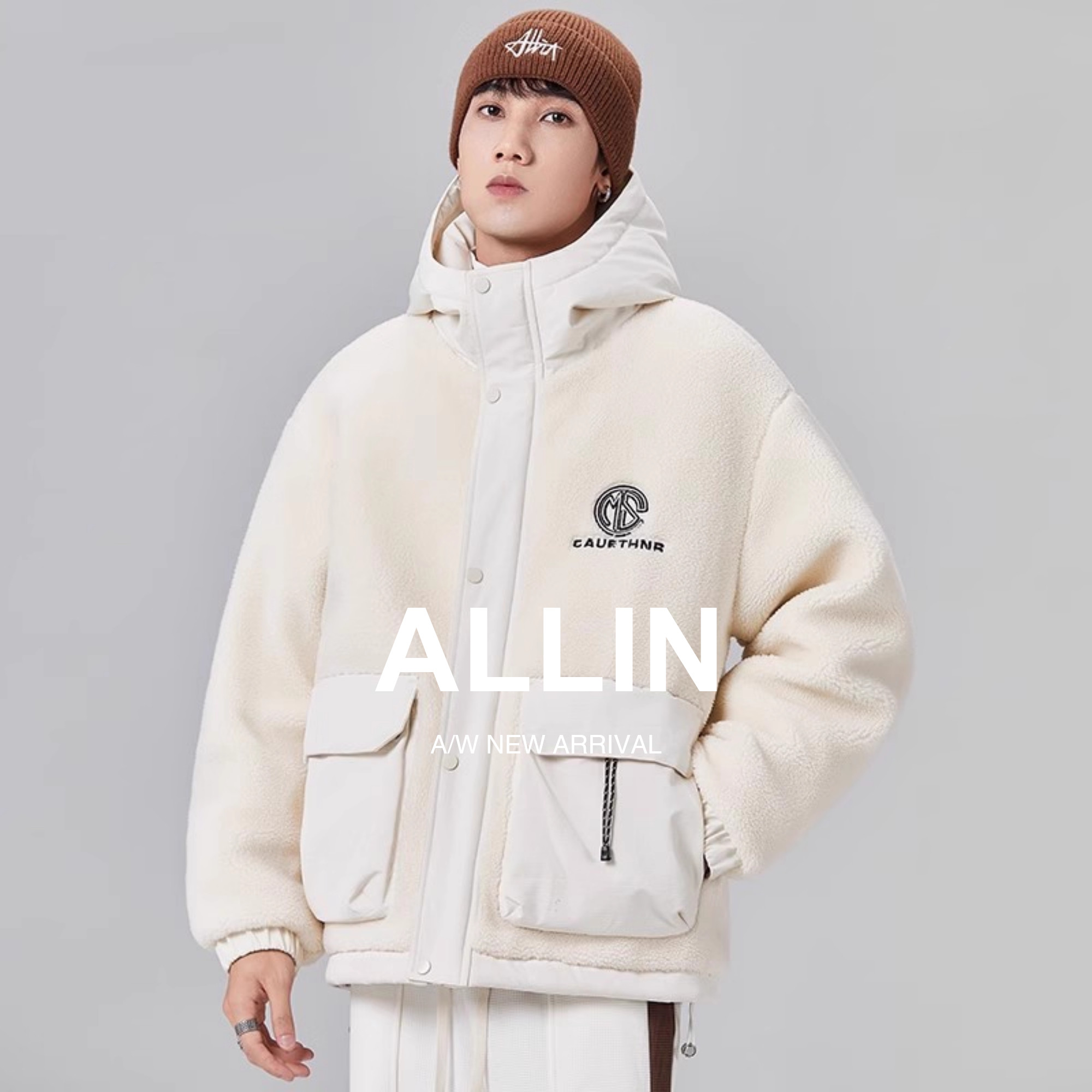 ALLIN 连帽鸭绒羽绒服男冬季美式潮牌羊羔绒拼接防寒保暖情侣外套,男装,羽绒服,淘宝优惠券,粉丝福利购,淘宝优惠卷