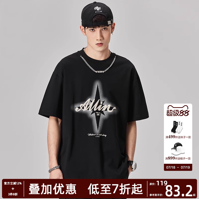 ALLIN品牌LOGO字母印花短袖t恤