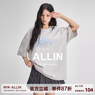 t恤男款 纯棉短袖 夏季 2026新款 女上衣 ALLIN 潮牌情侣休闲半袖 美式
