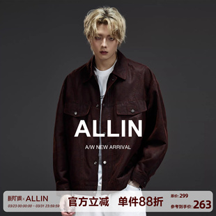 复古机车服痞帅飞行员夹克 美式 ALLIN 翻领皮衣外套男2026春秋新款