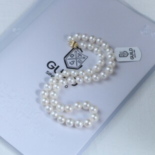 吉尔德五星大证 X505 9.3mm天然珍珠项链 14k金8.3