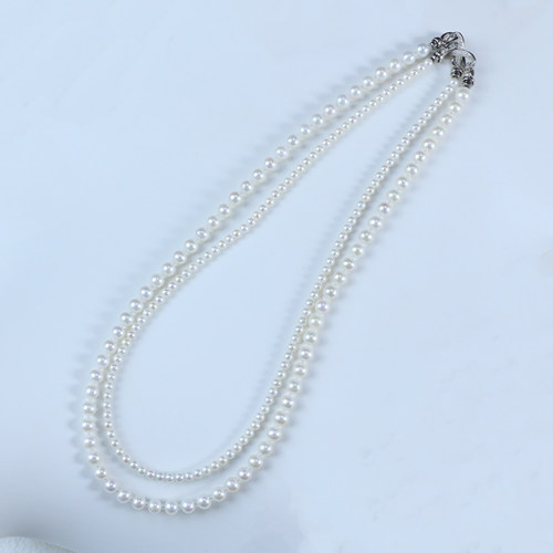 赵露思同款3-6mm极光合金 baby珠双圈项链 X286-1