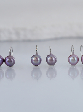 【仙仙专属】925银9-13mm紫珠高跟鞋耳勾（多样性发1）R257-R260