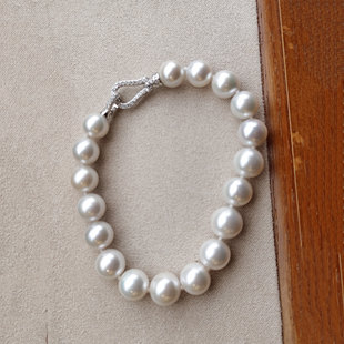 s925银8 11mm有核淡水珍珠有核珍珠手链