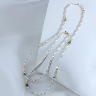 【仙仙专属】925银5-6mm淡水珍珠和田玉新国风毛衣链磁吸扣X618