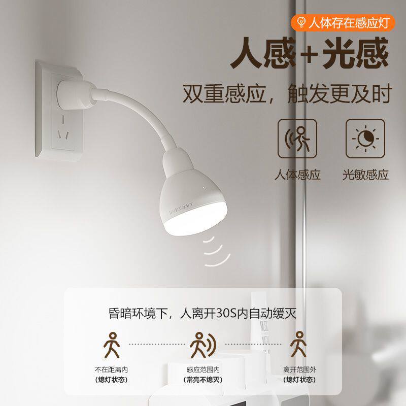 新款人体存在感应灯人在一直亮常亮智能感应小夜灯卫生间灯