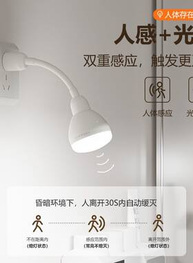 新款人体存在感应灯人在一直亮常亮智能感应小夜灯卫生间灯