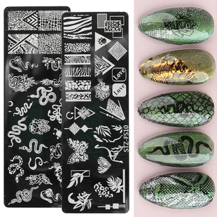 美甲转印钢板雪花圣诞模板爱心字母款花式蓝膜指甲模具美甲工具