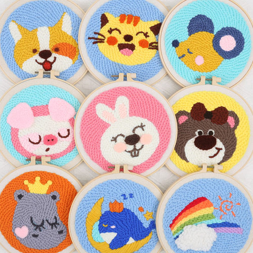 简单卡通粗毛线戳戳绣