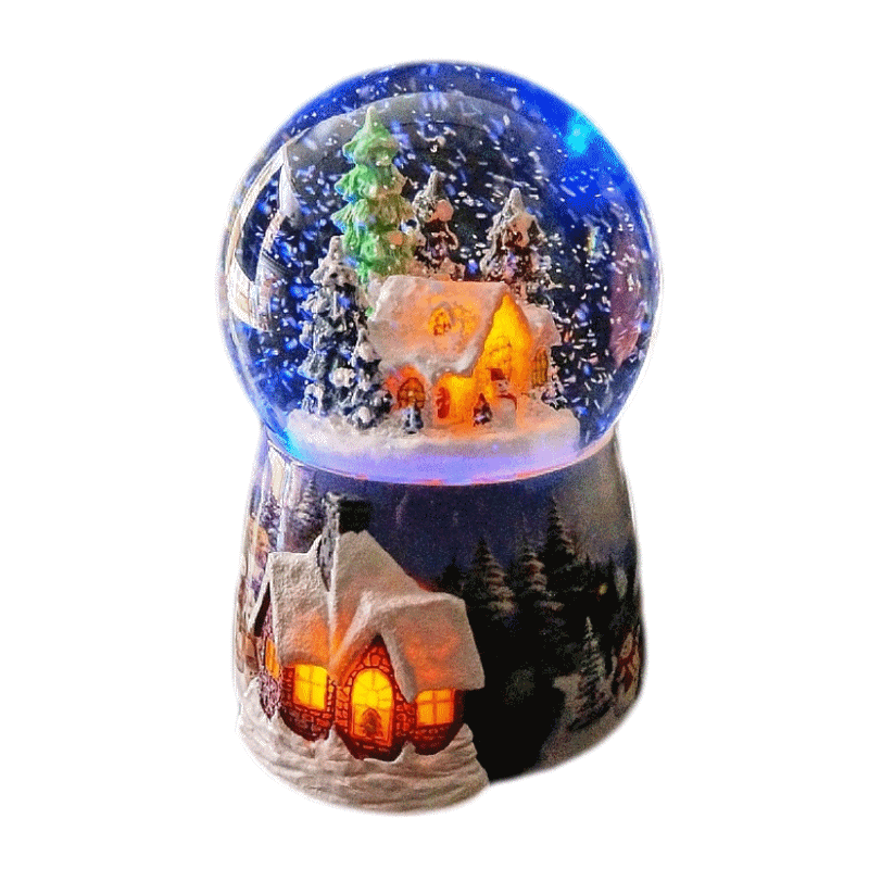 圣誕老人小火車音樂盒旋轉飄雪花水晶球八音盒圣誕節(jié)女生兒童禮物