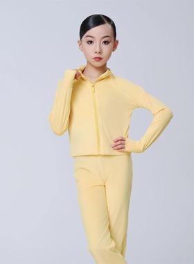 FZS DANCE 2024冬季新品L275 加厚拉链款运动服拉丁舞服套装 黄色