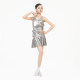 2026金属感拉丁舞女吊带露背连体练功服裙 L320新款 银 DANCE FZS