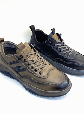 男士皮鞋2023新款真皮百搭秋季潮流软底运动休闲鞋工装鞋子130555