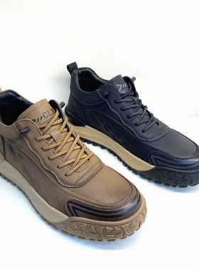 冬季加绒男士运动真皮百搭休闲鞋2023年保暖新款男鞋皮鞋130751