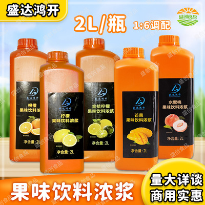 盛达鸿开果汁饮料浓浆2L浓缩果汁奶茶店专用百香果柳橙金桔柠檬汁