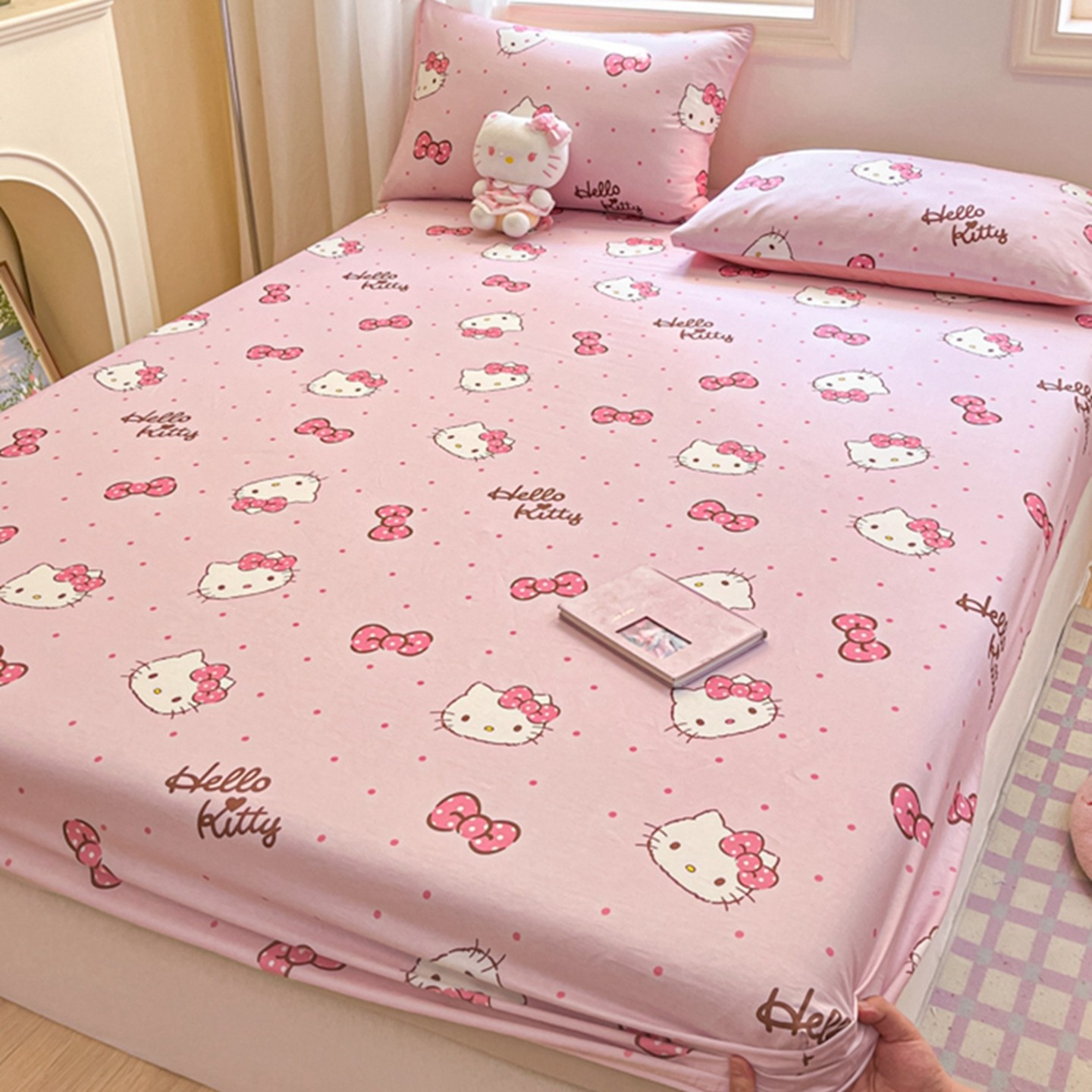三丽鸥全棉印花床笠床垫保护罩纯棉防滑床单床套卡通儿童学生宿舍,床上用品,床笠,淘宝优惠券,粉丝福利购,淘宝优惠卷