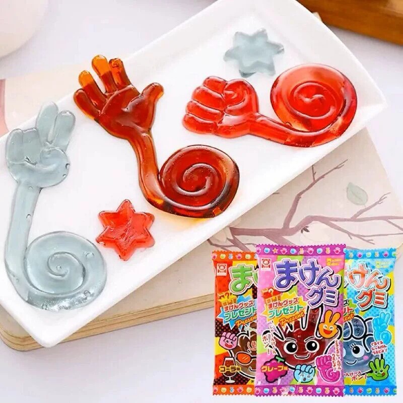 日本进口杉本屋石头剪刀布型可乐汽水葡萄味软糖橡皮糖儿童零食品
