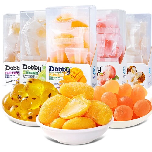 国产糖果 Dobby哆比蒟蒻白桃果汁软糖100g儿童休闲零食