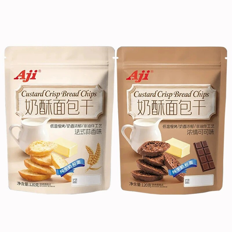 Aji奶酪面包干浓郁可可蒜香味酥脆面包丁休闲办公室零食点心小吃