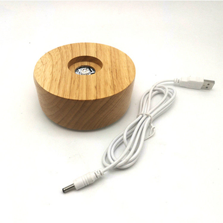 七彩圆形水晶球内雕工艺发光底座锂电蓝牙音响底座小夜灯礼品摆件