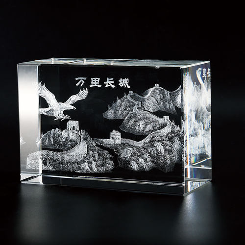 水晶内雕 送亲人朋友纪念品礼物 建筑人像3D立体激光雕刻摆件