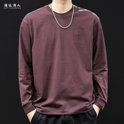 美式复古长袖t恤男2025新款春季