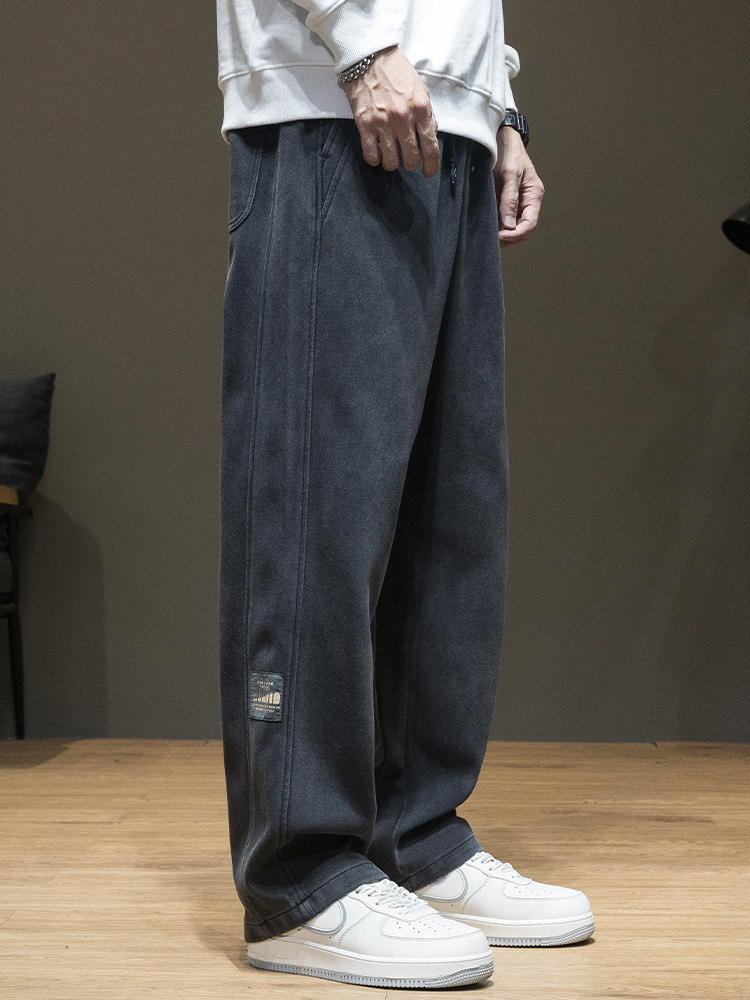 潮流直筒裤男款宽松潮牌拖地阔腿裤运动卫裤男士休闲长裤子男春季