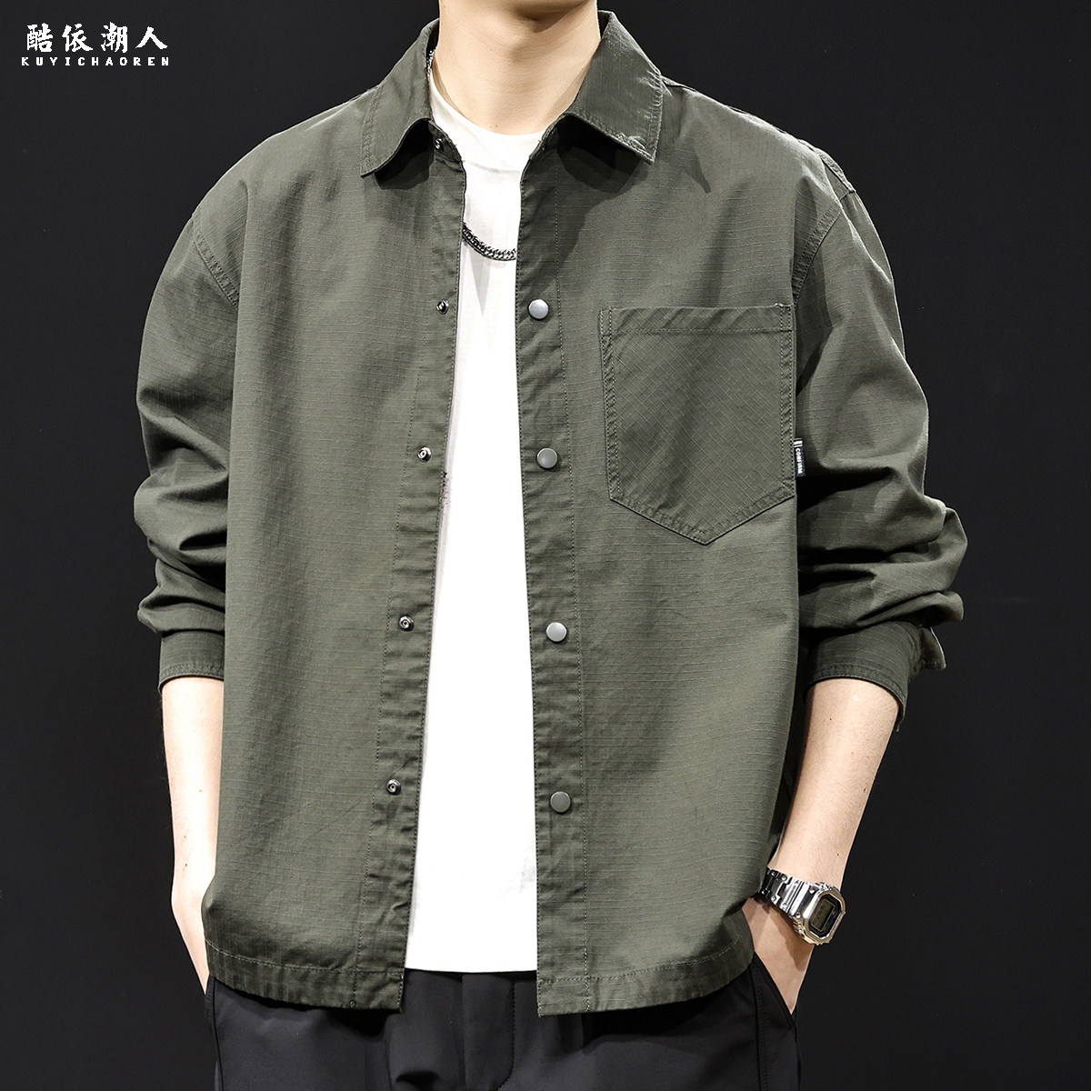 休闲衬衫男外套2025新款春季衣服