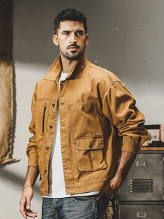 杰雷诺美式重磅复古休闲猎装外套男春秋粗犷户外硬挺秋季工装夹克