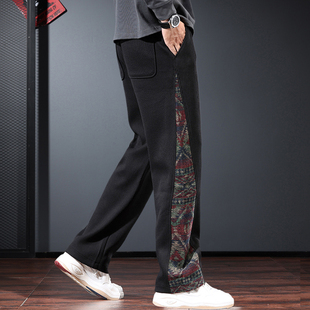 潮牌休闲裤男宽松直筒阔腿卫裤2025年春秋款黑色迷彩痞帅炸街裤子