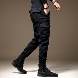 工装 宽松束脚伞兵休闲裤 裤 痞帅战术新款 子男 潮牌秋季 高端黑色男士