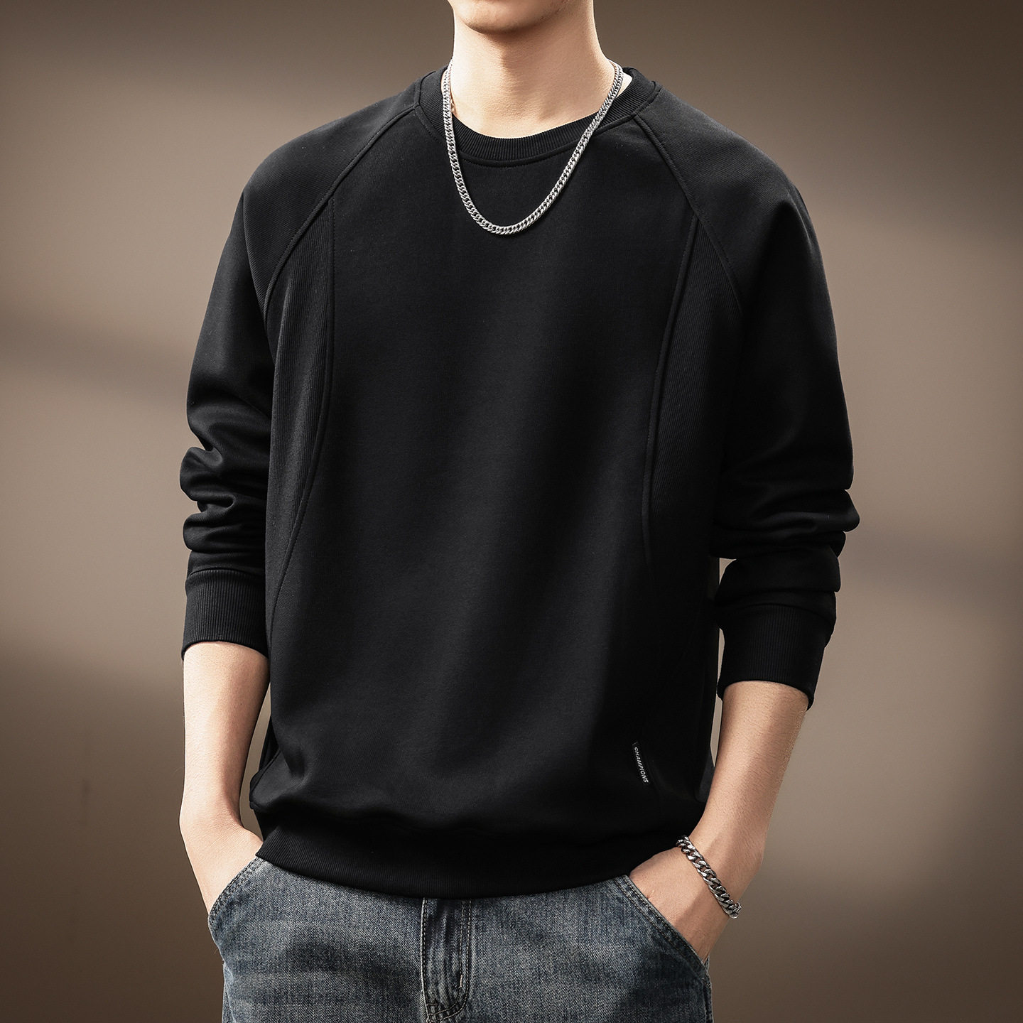 高端350g重磅加绒卫衣男士秋冬美式复古宽松亲肤休闲内搭打底上衣