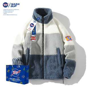 NASA联名秋冬季羊羔毛绒外套男士潮牌棉袄冬装棉衣加厚情侣棉服