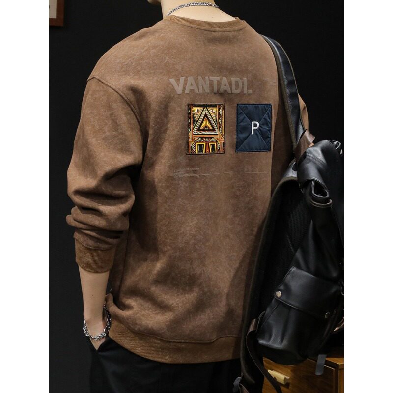 美式潮牌圆领卫衣男春秋款男款衣服春季2026新款男士长袖男装大码