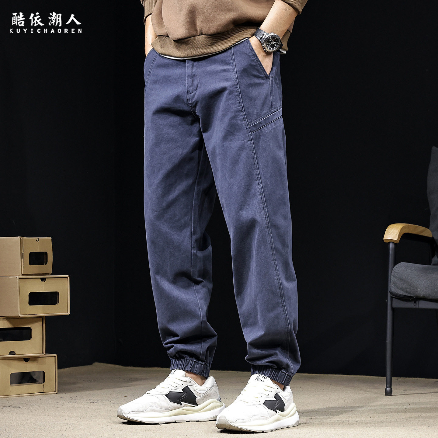 工装休闲裤男士加绒秋冬季2025新款束脚宽松大码裤百搭男装长裤子