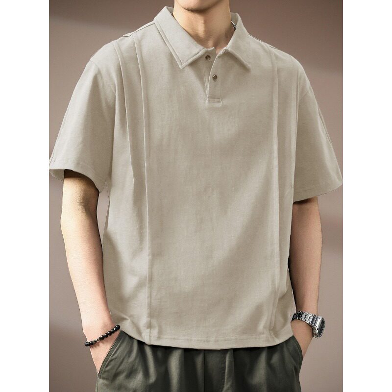 高端重磅纯棉设计感Polo衫男2026夏季新款宽松休闲短袖翻领上衣潮
