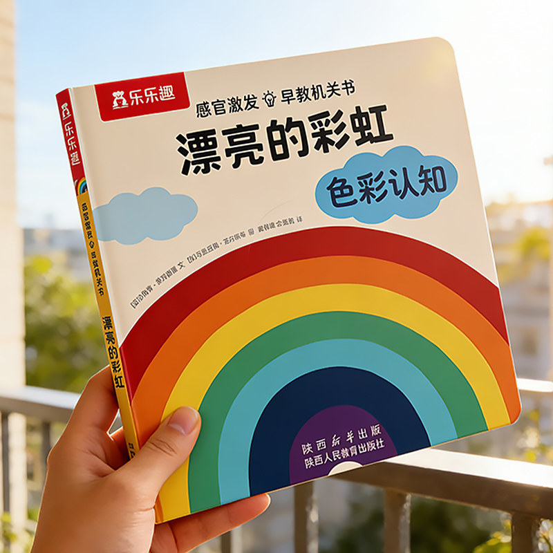 乐乐趣 漂亮的彩虹绘本0-3岁蒙氏感官启蒙早教机关书宝贝认知益智玩具儿童洞洞翻翻触摸纸板婴幼儿触感激发刺激发早教幼儿推拉1岁2