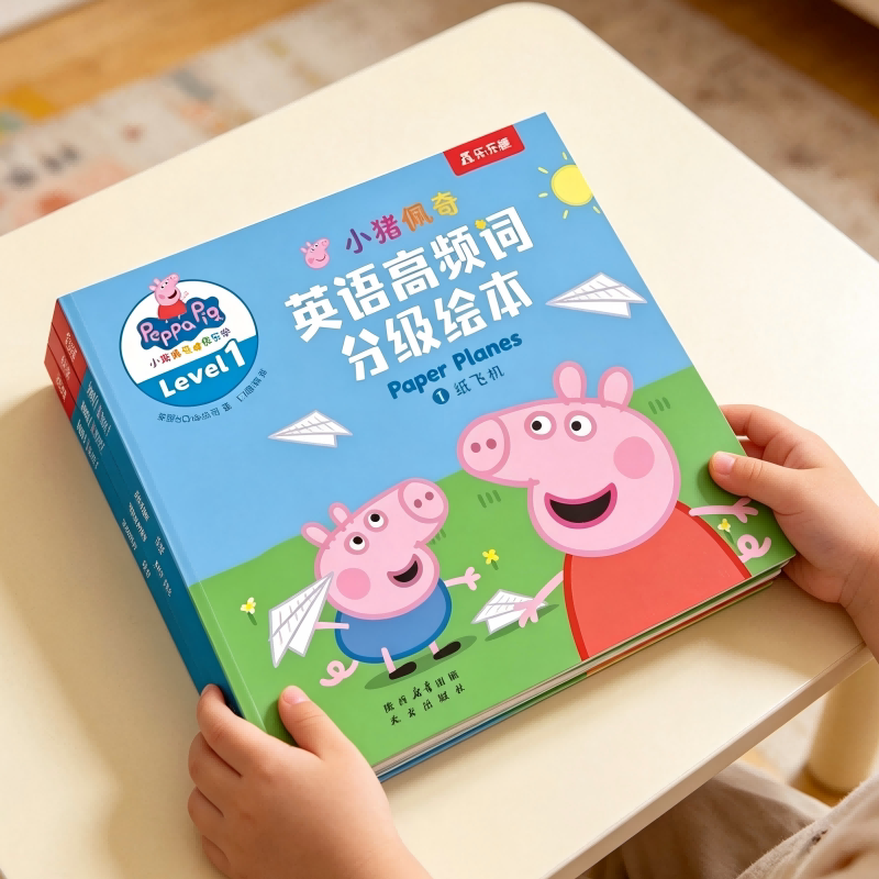 绘本小猪佩奇英文绘本英语高频词分级阅读中英双语乐乐趣3-6岁英语启蒙入门自学零基础分级教材儿童英语早教幼儿园小班中班大班L