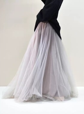 网纱半身裙女2026新款春夏季高腰显瘦仙气飘飘中长款大摆纱裙