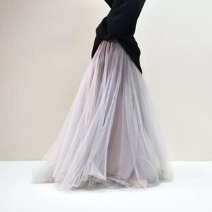 网纱半身裙女2026新款春夏季高腰显瘦仙气飘飘中长款大摆纱裙