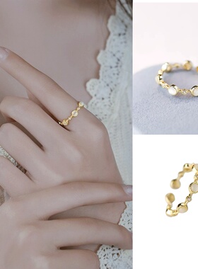 巴洛克银镀18K金法式猫眼石戒指