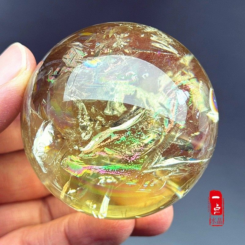 正品天然巴西黄水晶阿赛七彩虹球招财转运开业办公室装饰摆件