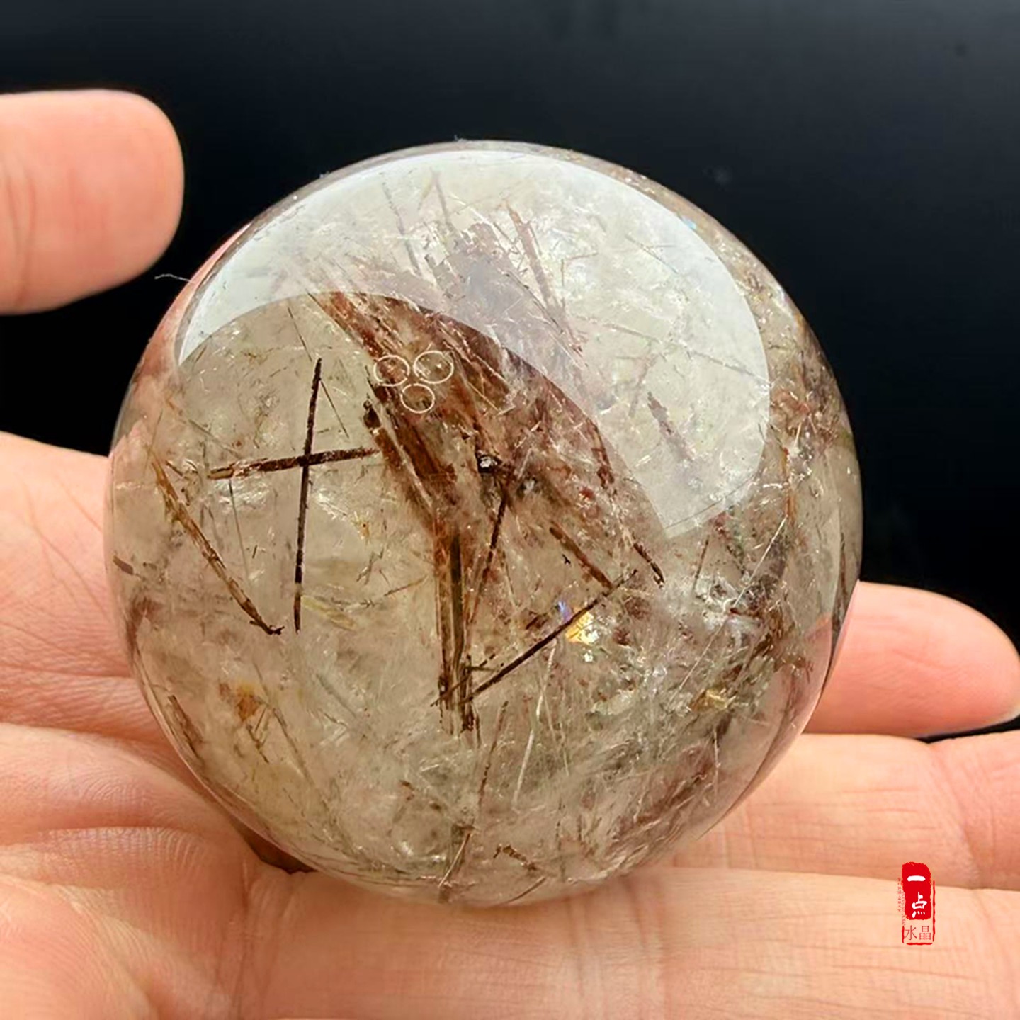 天然金发晶钛晶水晶球铜发顺发原石打磨原石标本家居装饰摆件