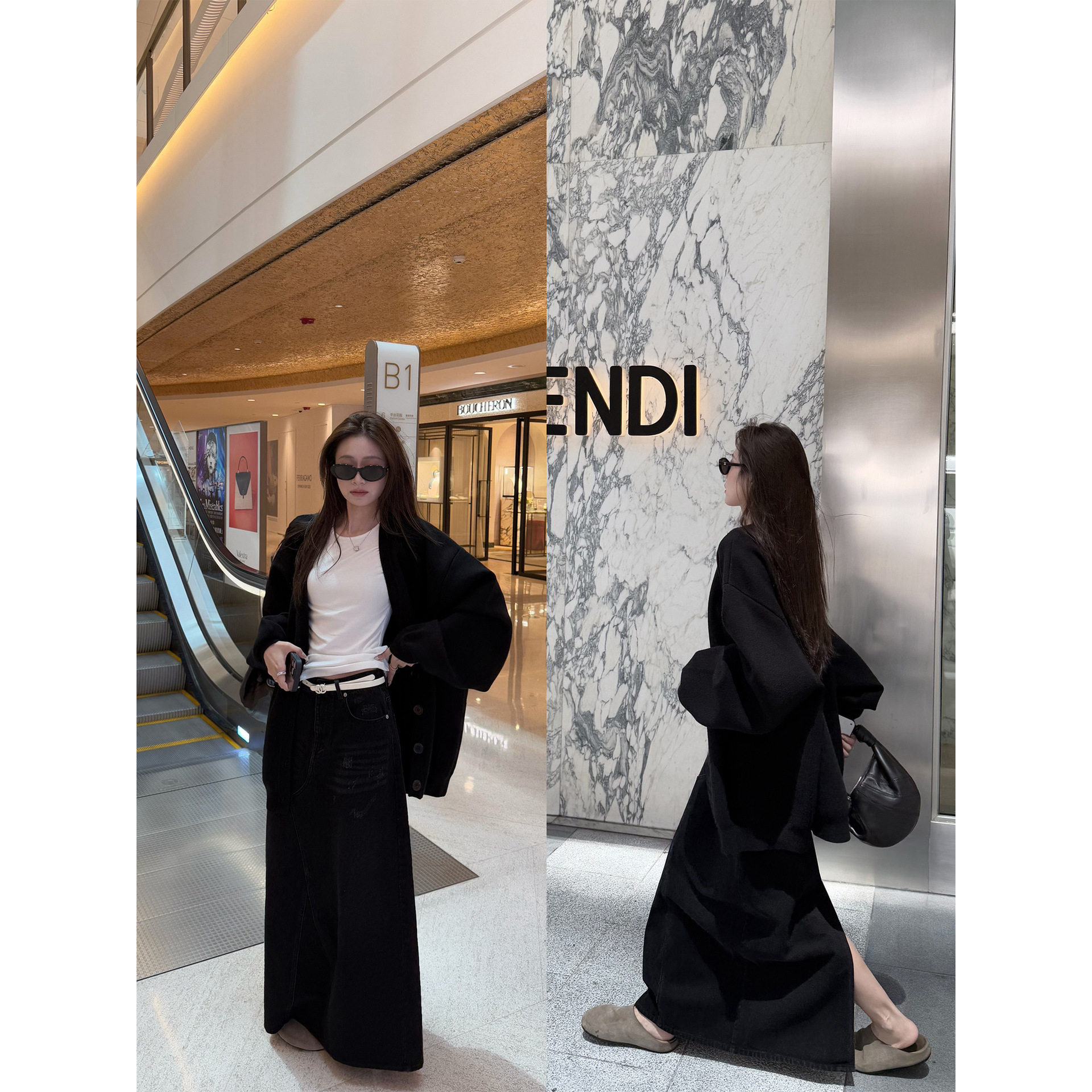 3805#林木木  私服极简高级感宽松显瘦工装风牛仔半身裙长裙