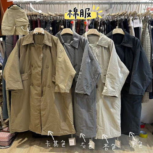 胖mm慵懒风休闲加厚长款棉服外套