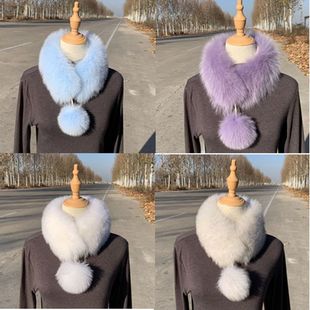 狐狸毛围巾毛毛女冬季韩版百搭双面毛皮草毛绒围脖单卖真毛毛领